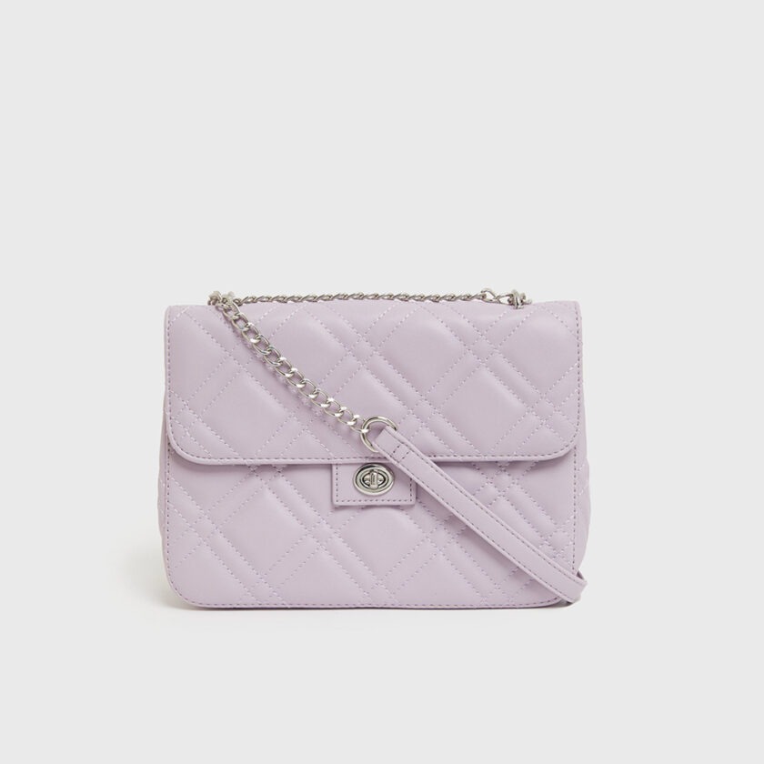 Pale Yellow Quilted Chain Cross Body Bag - Image 2