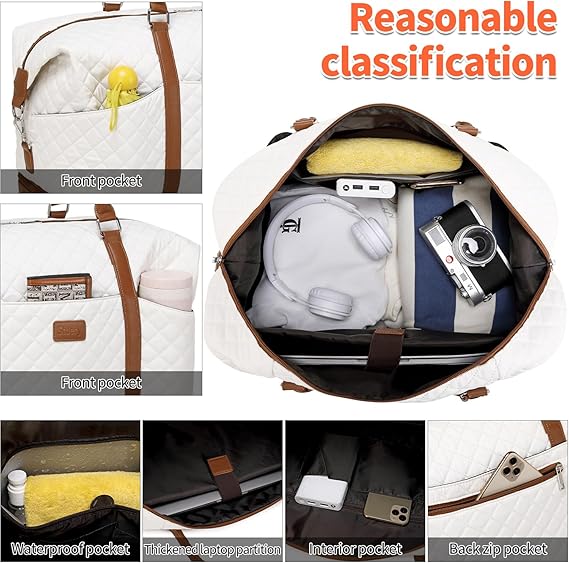 Large Travel Duffel Bag for Women, Carry on Overnight Bag with Shoe Compartment and Toiletry Bags