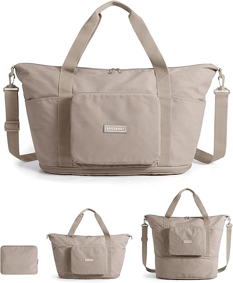 Foldable Travel Bag, 37L Duffle Bag for Travel, Expendable Carry on Weekender Duffel, Lightweight Personal Item Bag